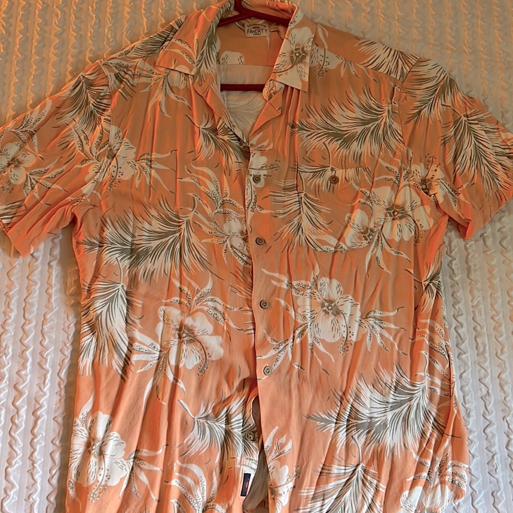 Faherty Tropical Print Short Sleeve Button Up